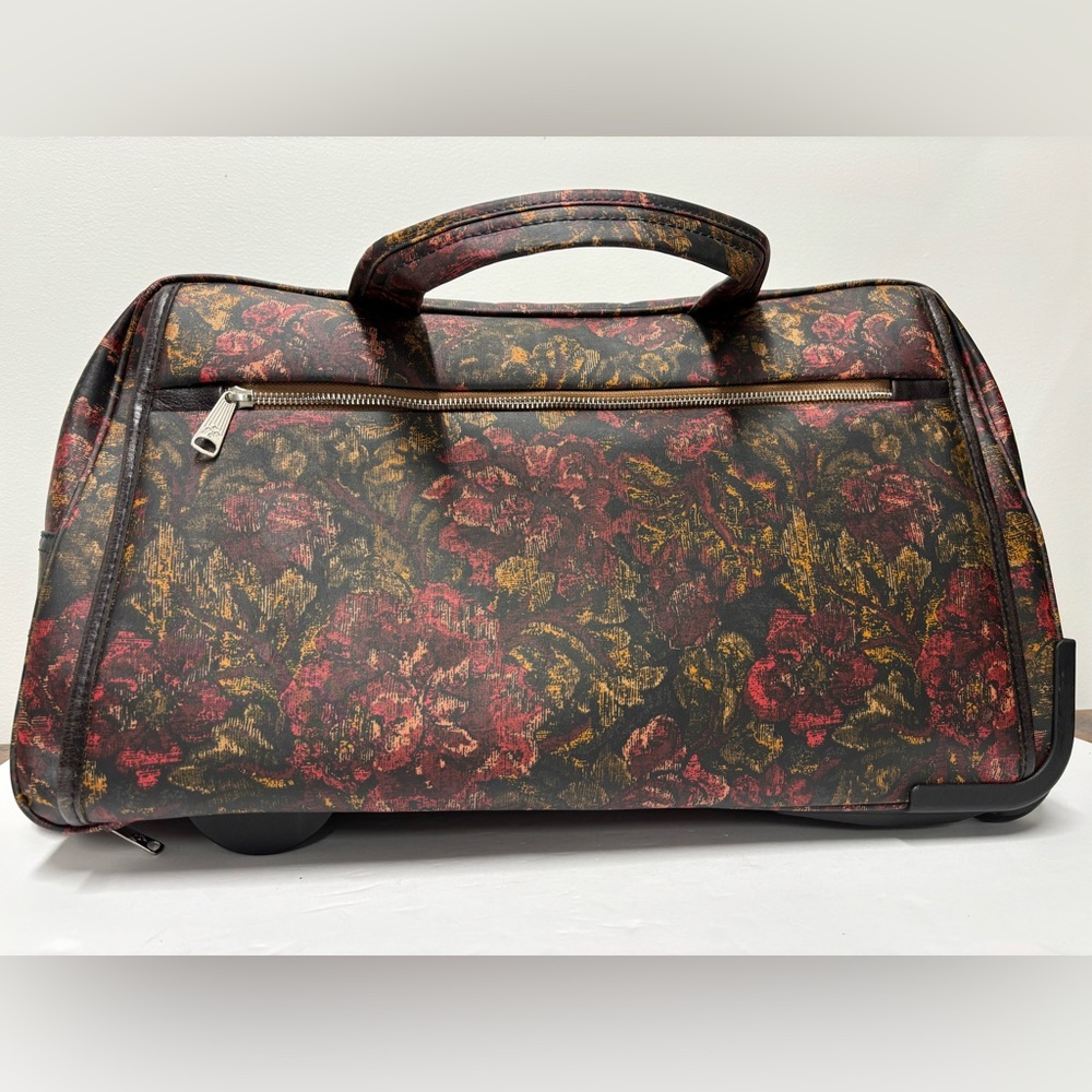 PATRICIA NASH Sibillini Red Rose Brocade Trolley Wheeled Large Duffle Bag